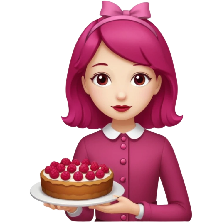 Raspberry torte human girl full body and legs with a raspberry barrette on her hair without a cake emoji
