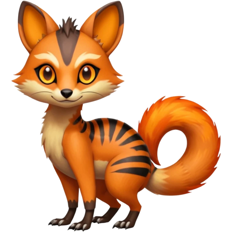 Fiery Wicked Cool Hot Edgy Genet-Numbat-Sergal-Meloetta-Vernid-fusion-hybrid-creature emoji