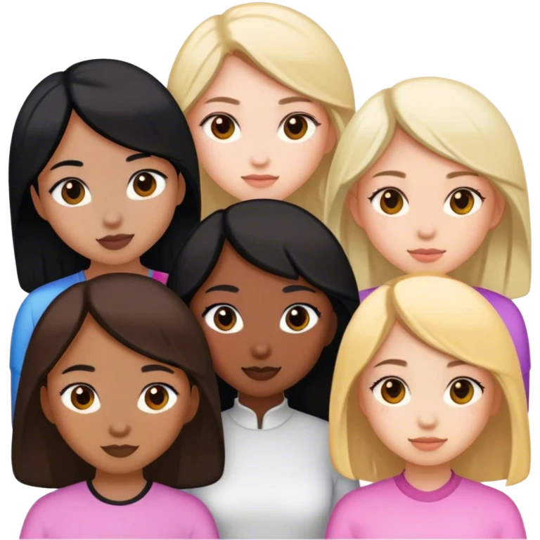 5 girls 2 black 1 mixed 1 Chinese other 2 are white emoji
