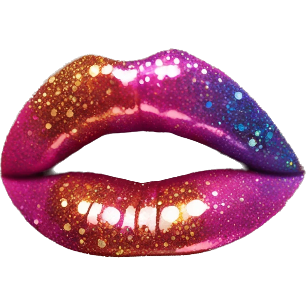 Rainbow ombre lip gloss with a lot of glitter emoji