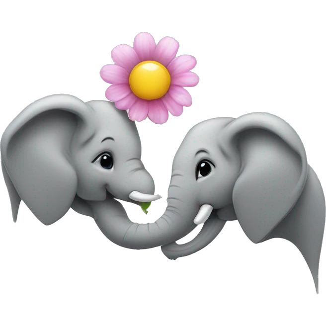 Two elephant rising up with Surrogate flower inth center emoji