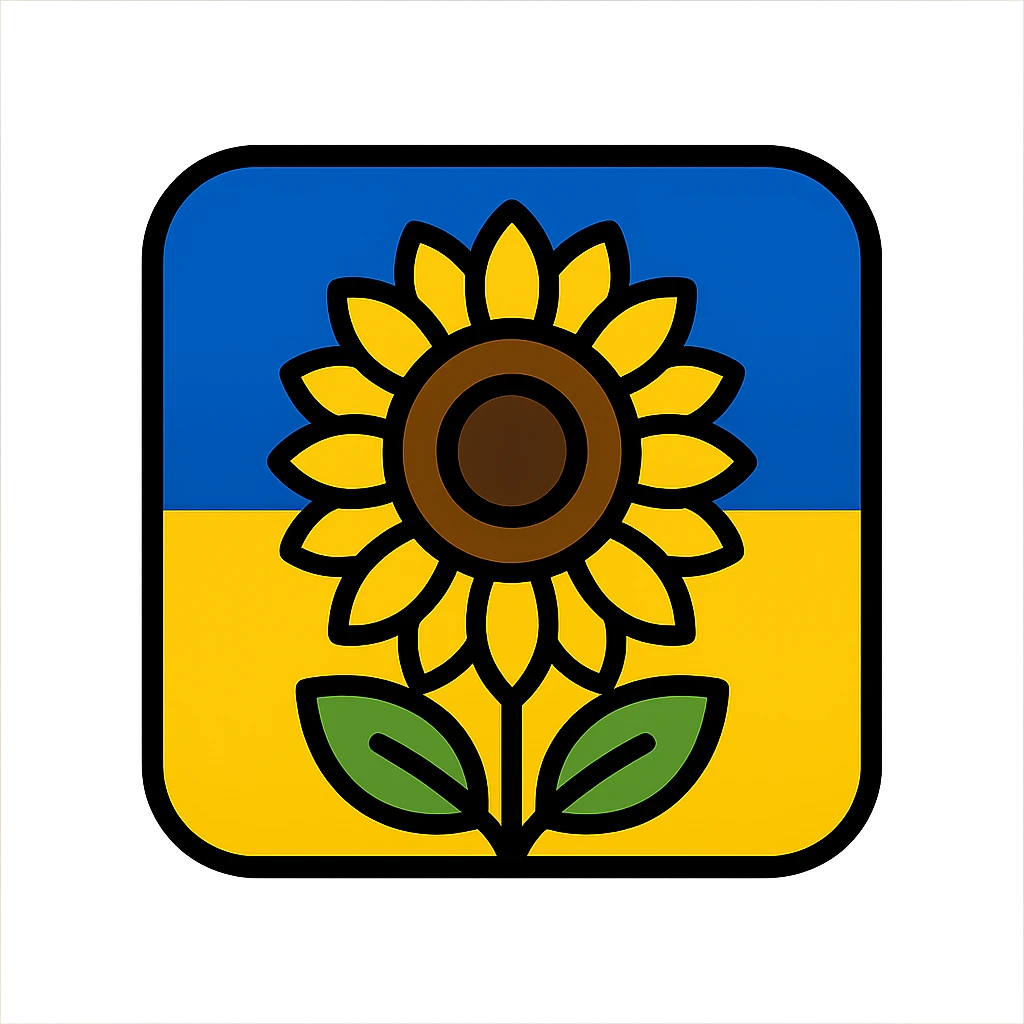 Ukraine sunflower, national flower, blue and yellow background, simple and clear design emoji