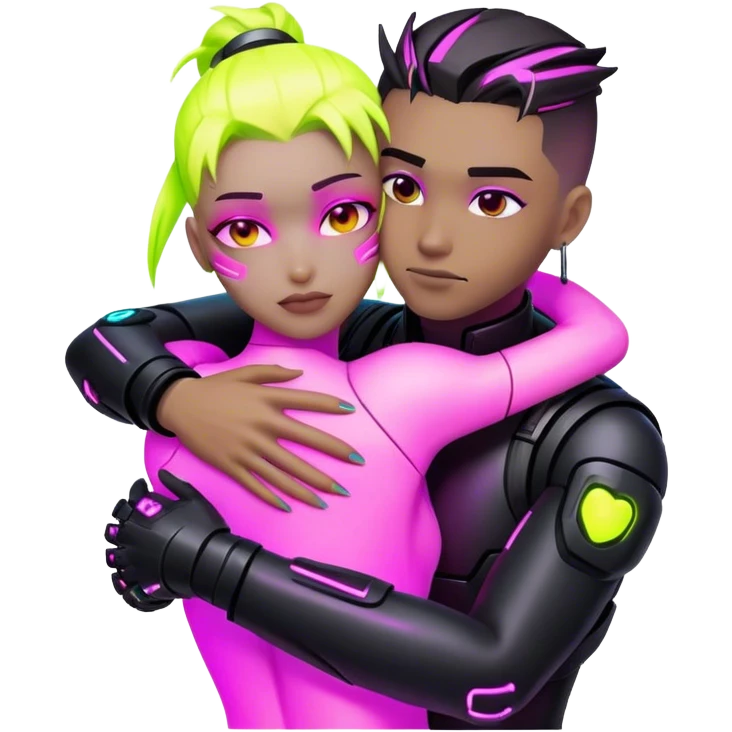 neon cyberpunk style hug emoji