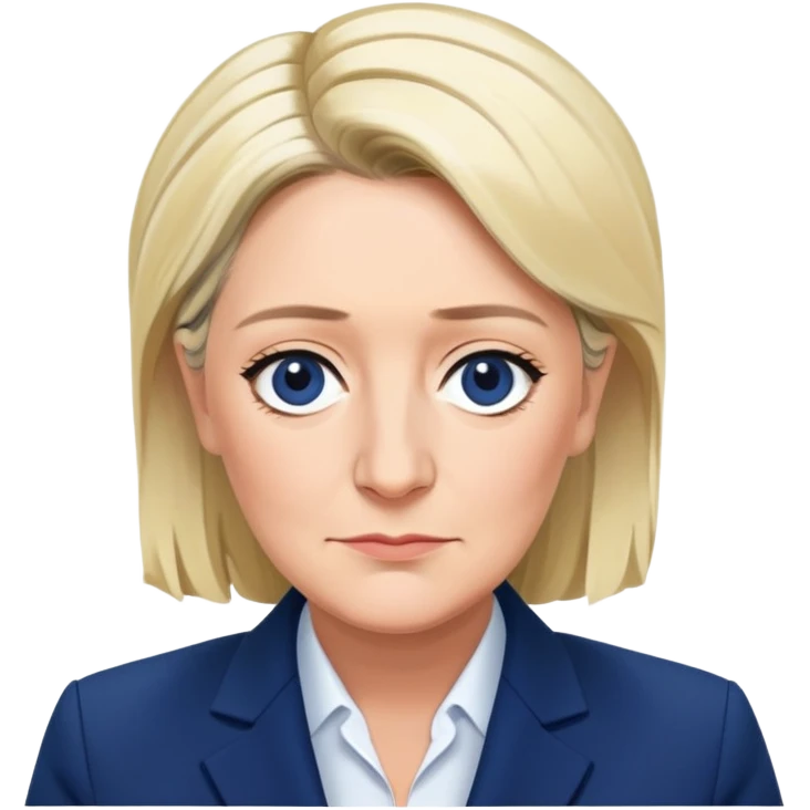 Marine Le pen avec un tailleur de couleur bleu marine  emoji