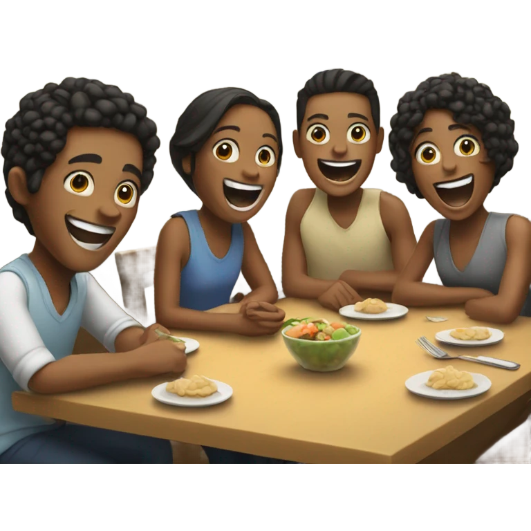 People sitting at the table laughting emoji