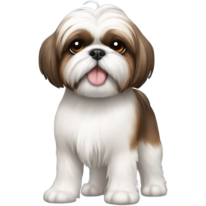 white and brown shih tzu full body no tongue out emoji