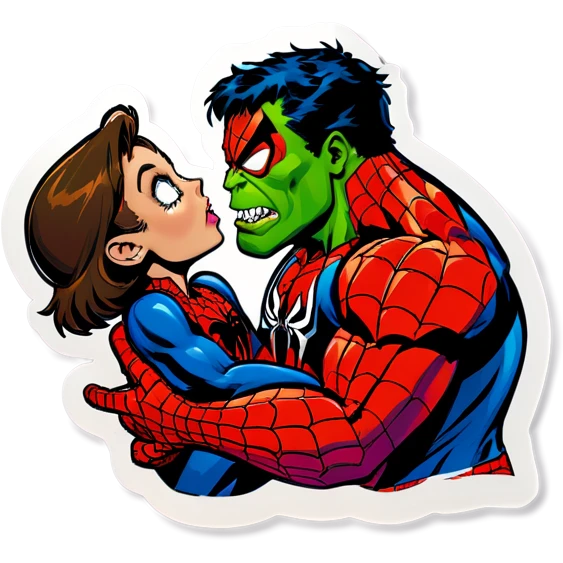 Spiderman kiss hulk emoji