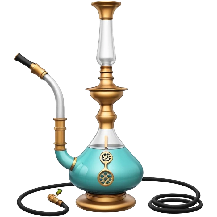 realistic modern hookah, sleek metal and glass design, ceramic hose, minimalistic, high detail, emoji style
 emoji