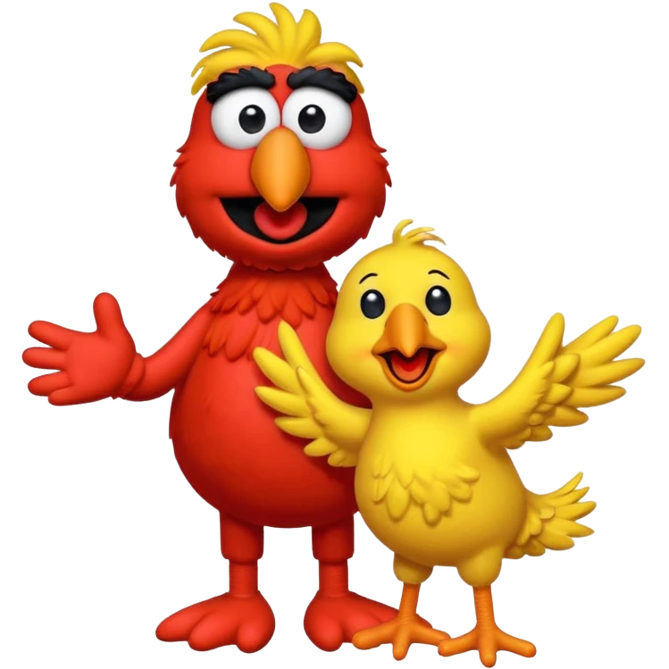 Elmo behind big bird bent over emoji