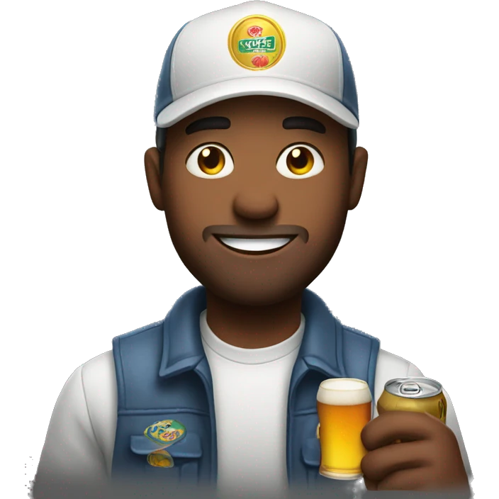 man in cap holding a can of beer emoji