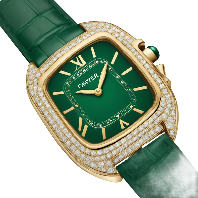 Dark green with gold details cartier watch  emoji
