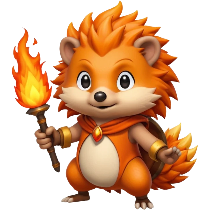fire bender hedgehog fire in hand posing emoji