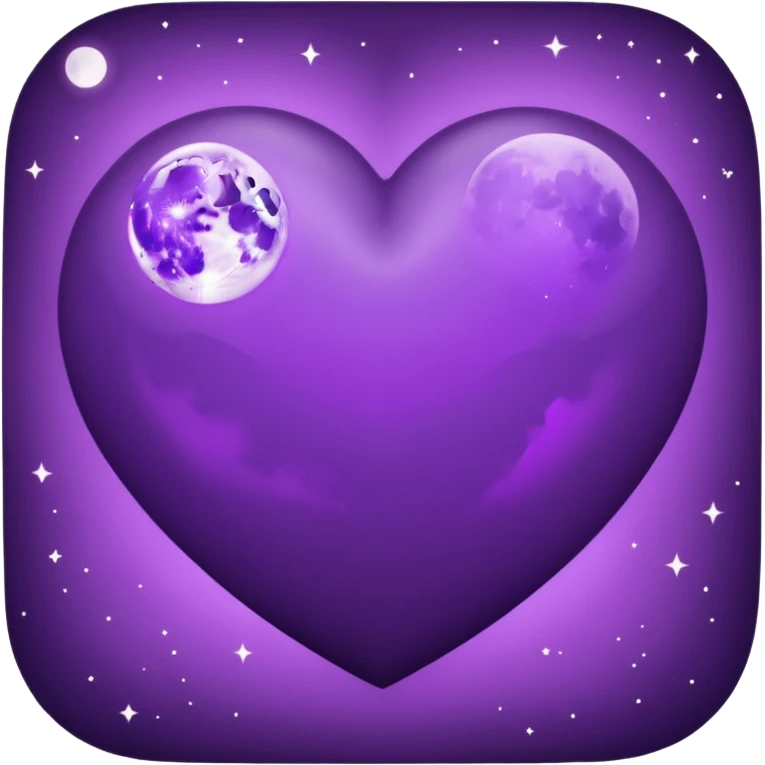 dark purple heart with a purple Moon emoji