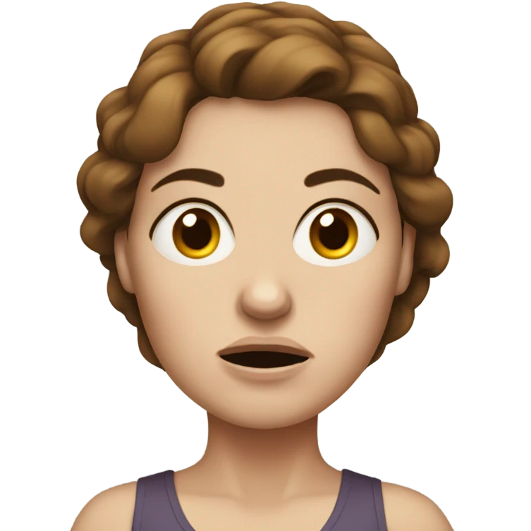 Uncomfortable and angry white pregnant woman with brown hair emoji