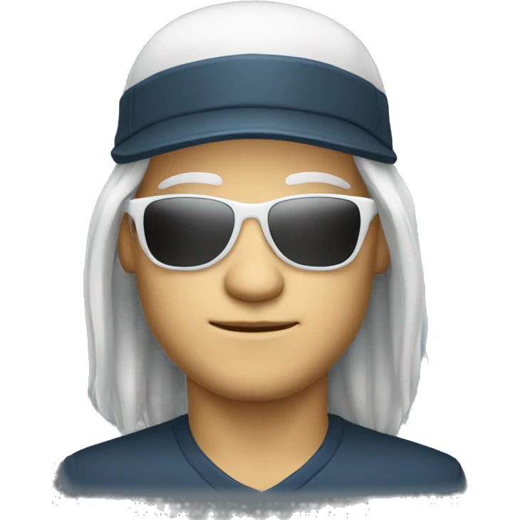 long hair white businessman with sunglasses and cap emoji