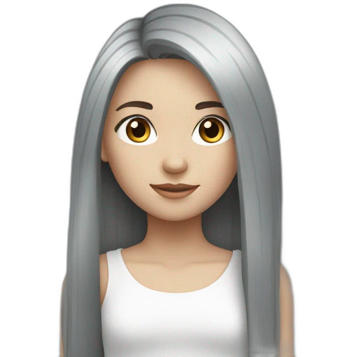 Grey straight long hair girl white skin blue-gray eyes emoji