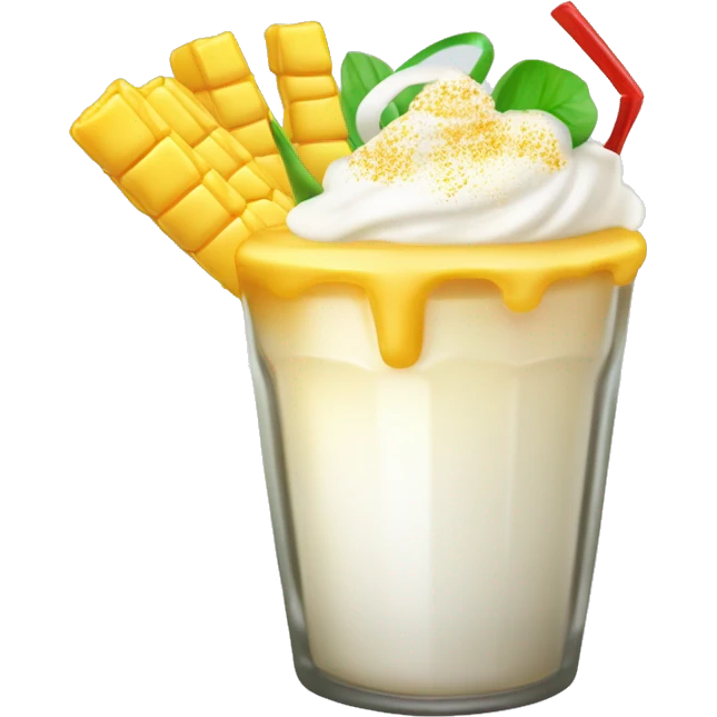 Coctel de elote con crema, queso en polvo, chile en polvo en un vaso de unicel, sin elementos verdes. Comida mexicana callejera. emoji