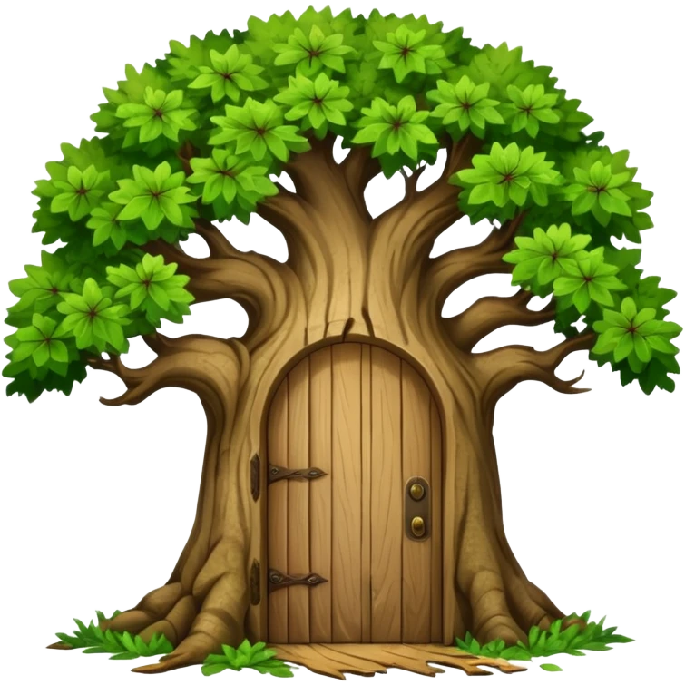 large and old oak tree with door emoji