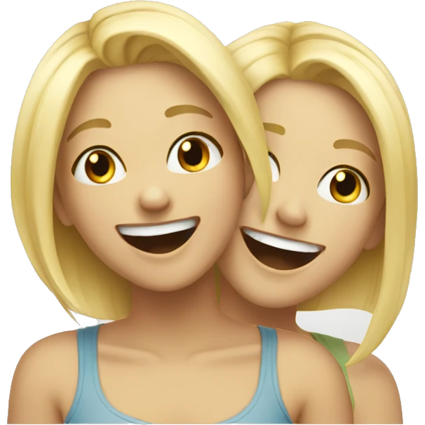 two blonde girls laughing at someone  emoji