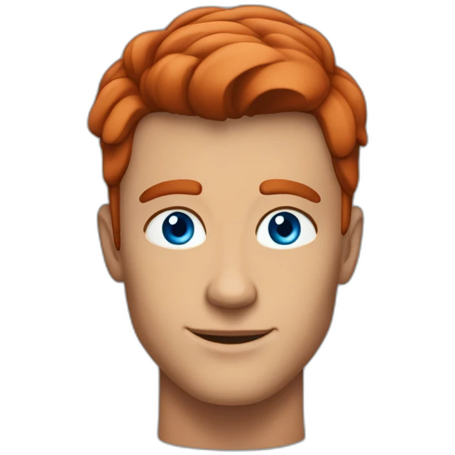Tanned man Blue eyes neat red hair handsome chiselled jaw sharp cheekbones emoji