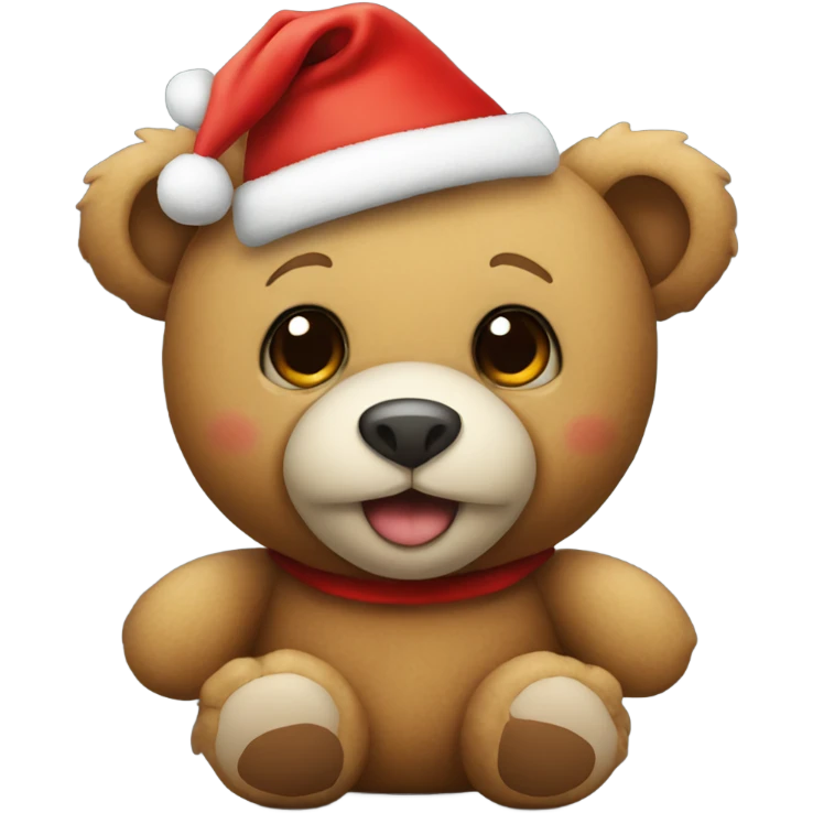 Teddy bear with Christmas hat emoji