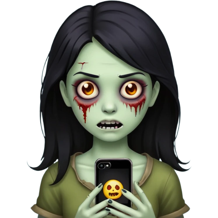 girl zombie with Black hair emoji iphone  emoji