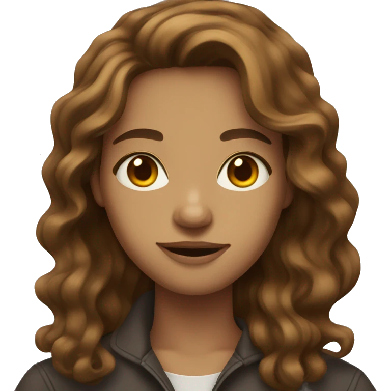 Person with wavy brown hair honey colored eyes  emoji