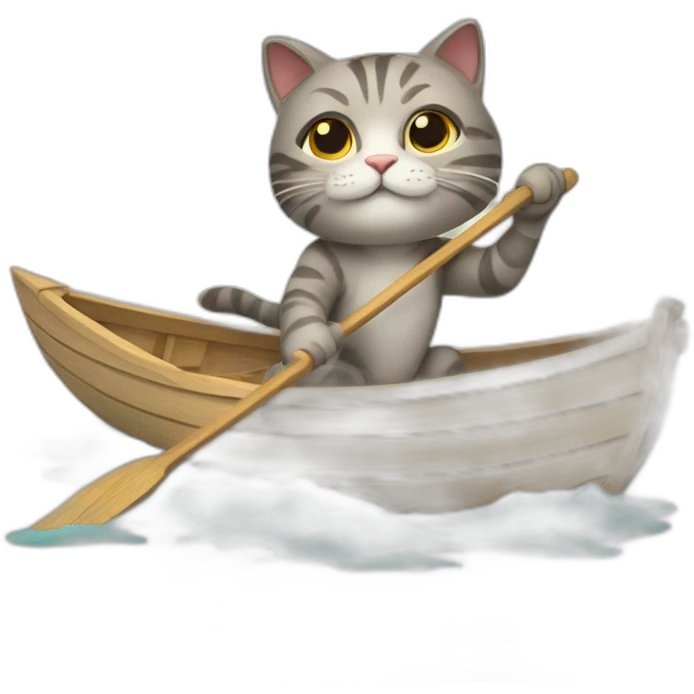 A little cat is rowing a boat emoji