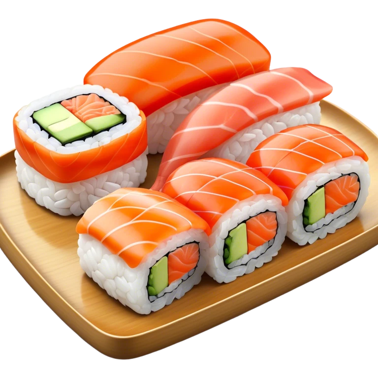 Sushi Cinematic Realistic Sushi Dish Emoji, depicted as one or two artfully arranged pieces of fresh sushi, rendered with delicate textures and subtle, natural lighting that highlights its refined simplicity. emoji