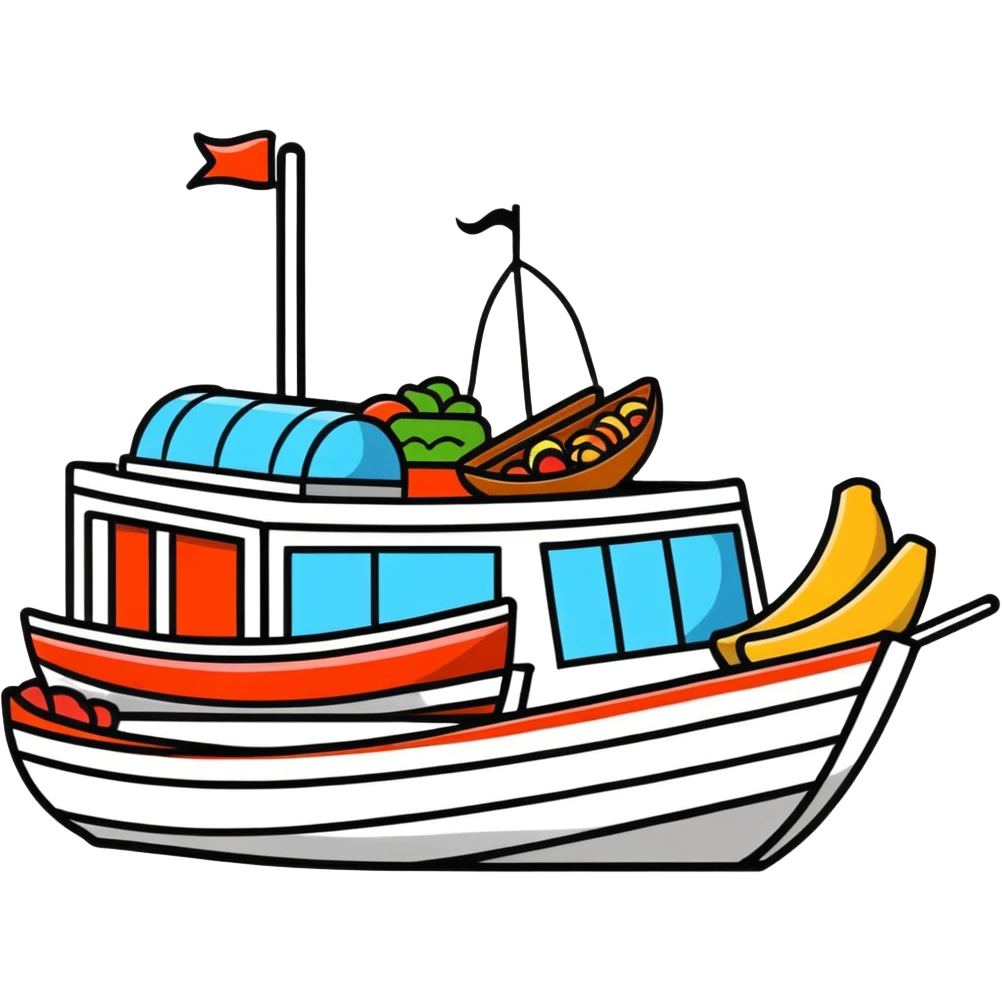 boat with food platters emoji