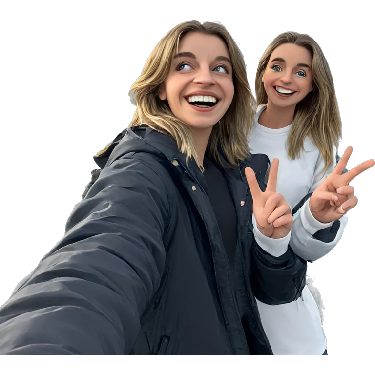 smiling girls by the ocean emoji