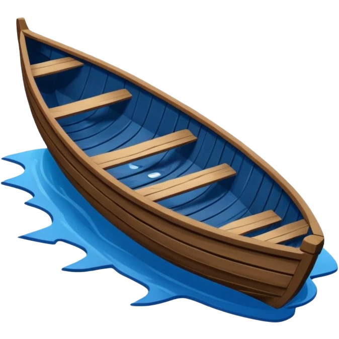 rowboat sinking in water, tilted up at an angle the way the titanic was when it sank emoji