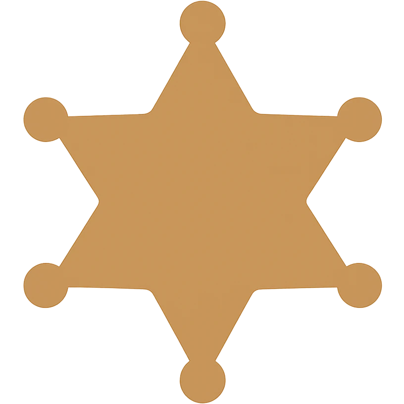 simplified sheriff's star badge icon, bronze, minimal, no text emoji