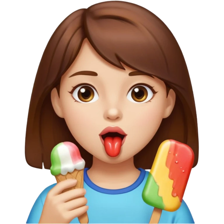 Brown hair Girl licks popsicle  emoji