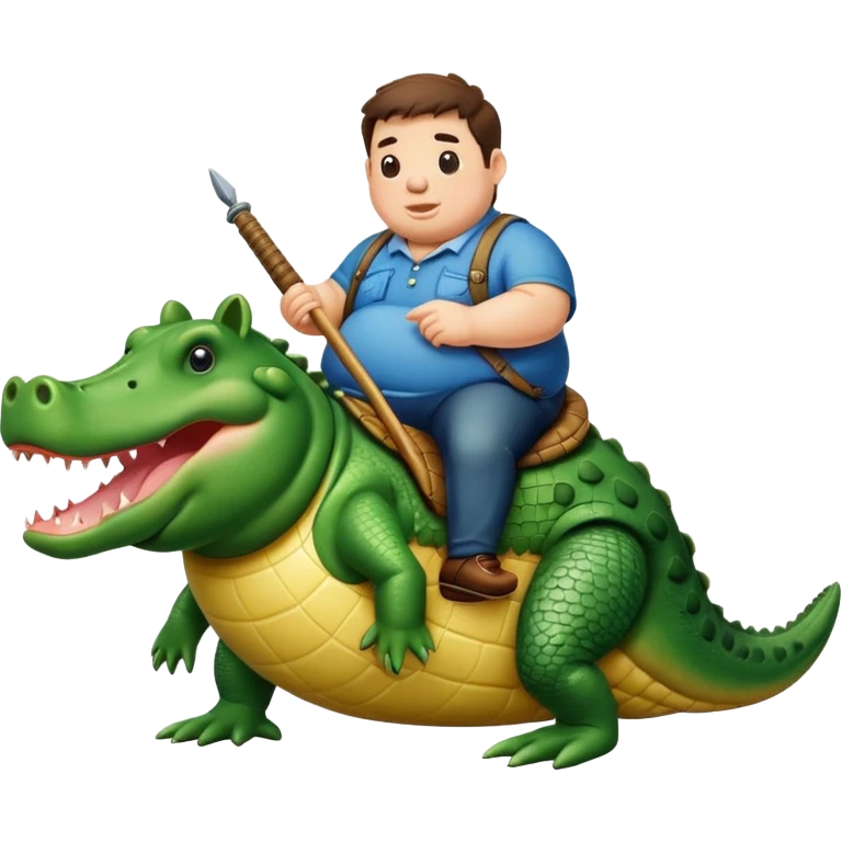 A fat pig riding a alligator  emoji