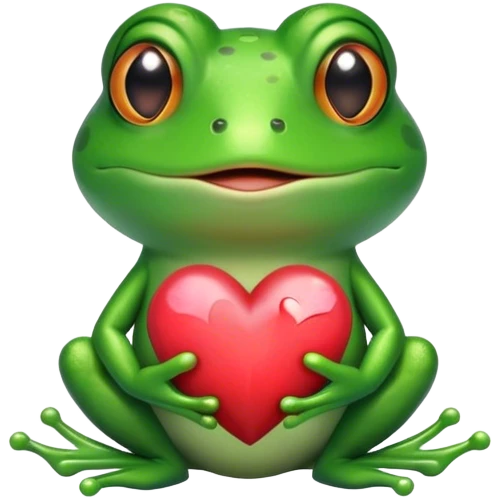 Grenouille avec un cœur dans les mains  emoji