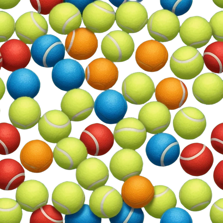 red yellow orange blue green tennis balls emoji