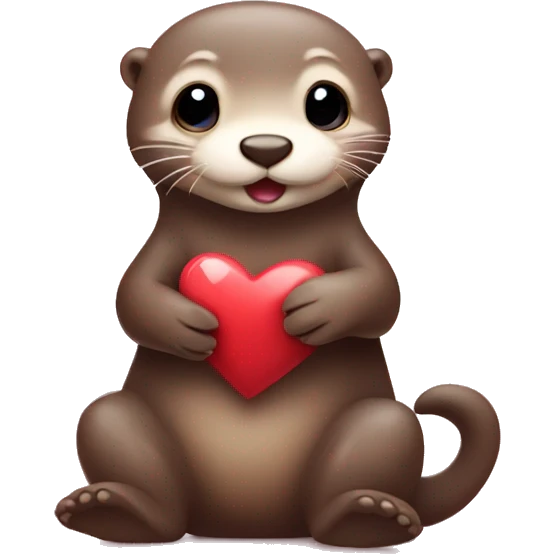 Cute otter in love with hearts emoji