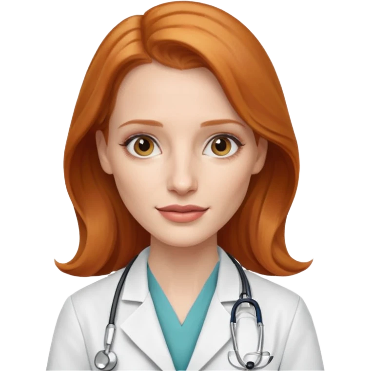 Jessica Chastain, as a dcotor emoji