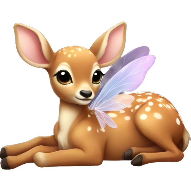 baby deer laying down with fairy wings emoji