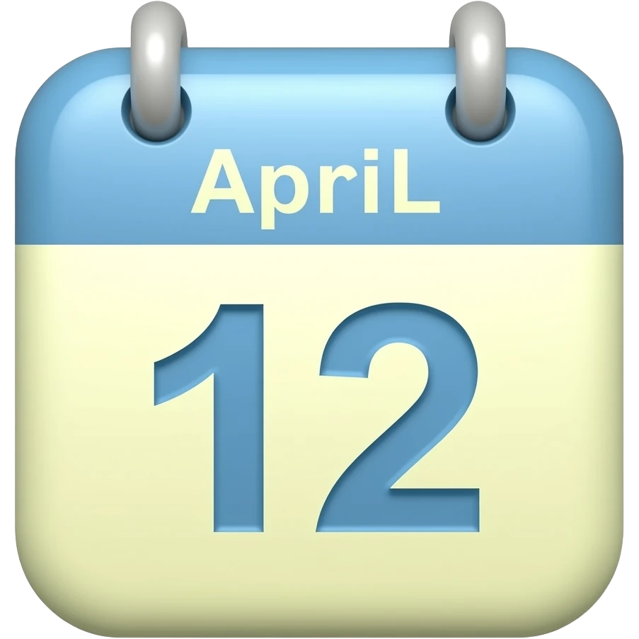 soft blue yellow calendar 12th april birthday icon, transparent background inspired by barbie colour pallete emoji