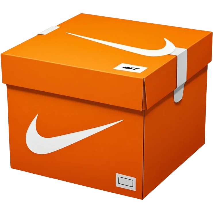 Nike shoe box, minimal orange box with white swoosh, no extra details emoji