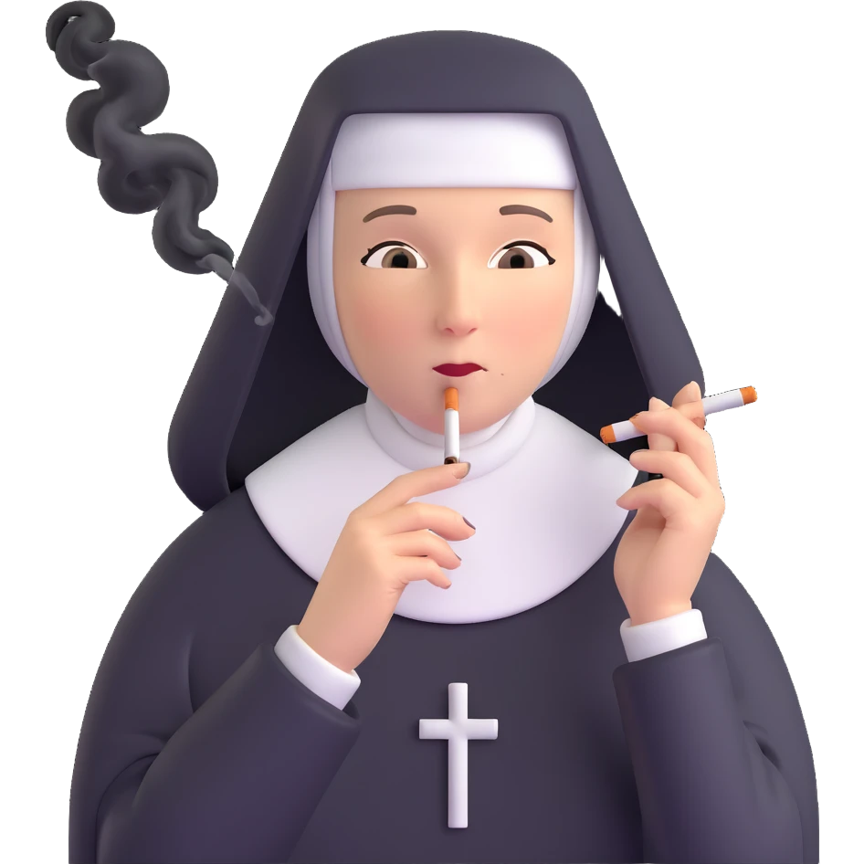 nun smoking a cigarette emoji