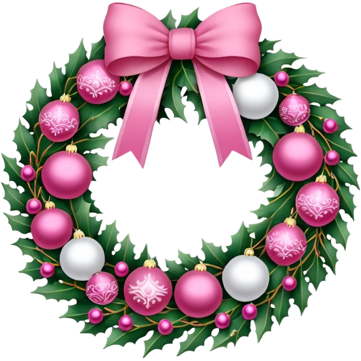 Christmas wreath pink emoji