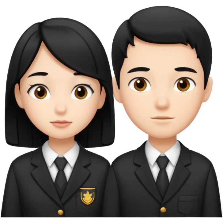 students in school uniforms girl and boy black hair emoji