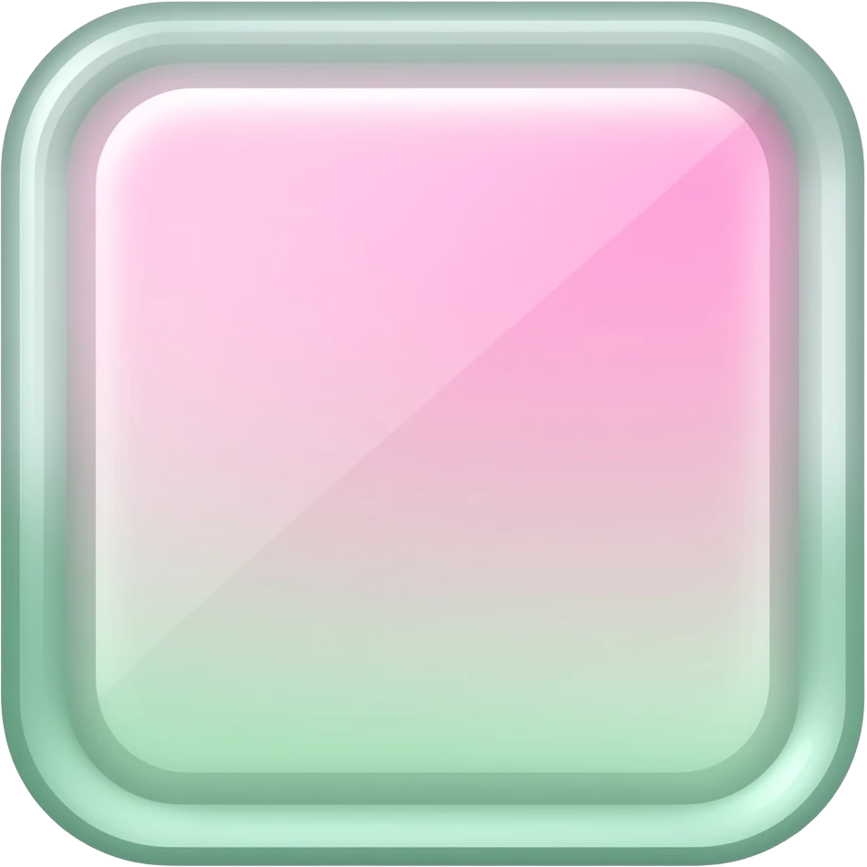 soft green Pink square glass reflection, transparent background inspired by barbie colour pallete emoji