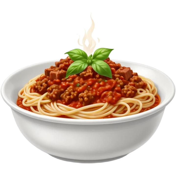 bowl of spaghetti bolognese with visible diced meat emoji