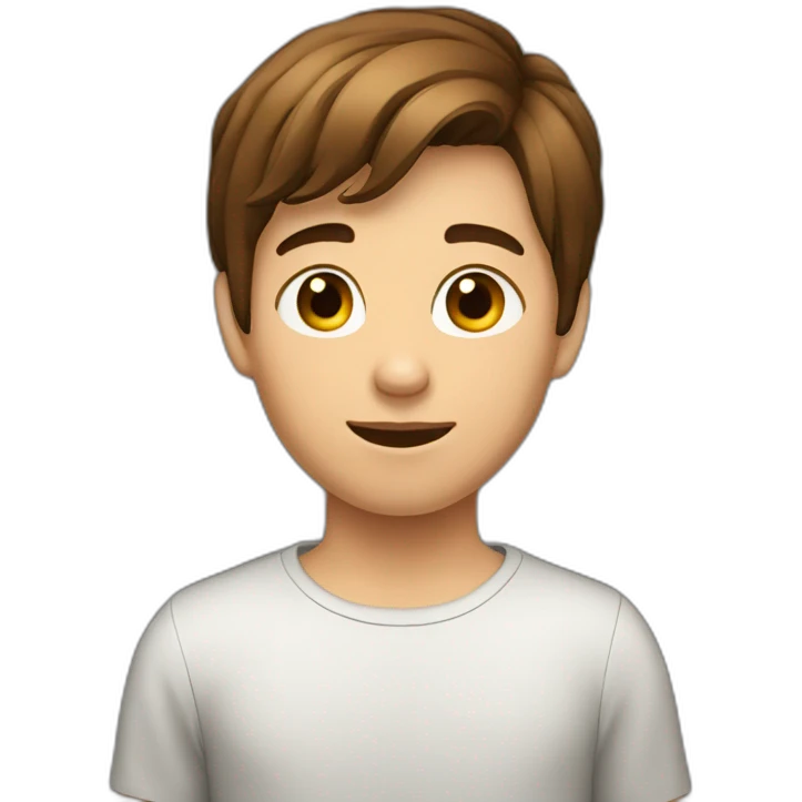 A 14 years old kid with cut brown hair emoji