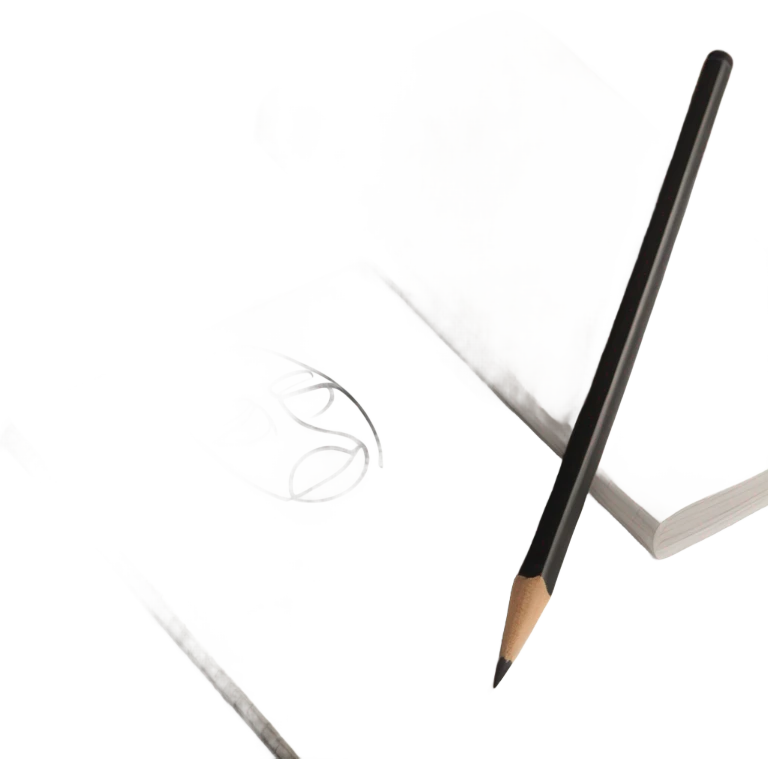 A minimalist, modern icon representing the hobby of drawing. The icon features a sleek, stylized pencil and a sketchbook with a simple artistic sketch on the page.  emoji