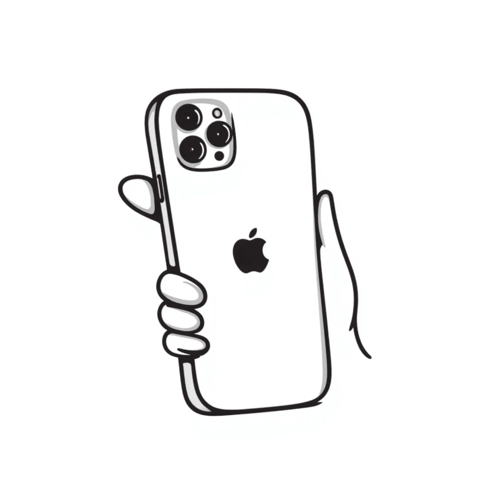 hand-drawn iPhone 15 Pro with action button and camera bump emoji